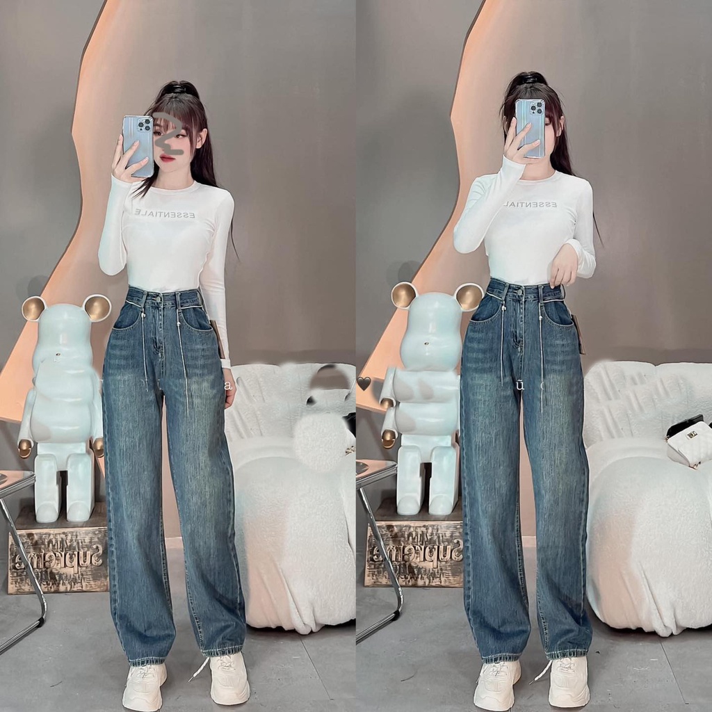 [ORTD5187] QUẦN JEANS NỮ ỐNG RỘNG TRƠN LAI CUỐN MÀU XANH ĐẬM DƠ NHẸ CỰC CHẤT HOT HIT DÀNH CHO CÁC BẠN NỮ NITIQC
