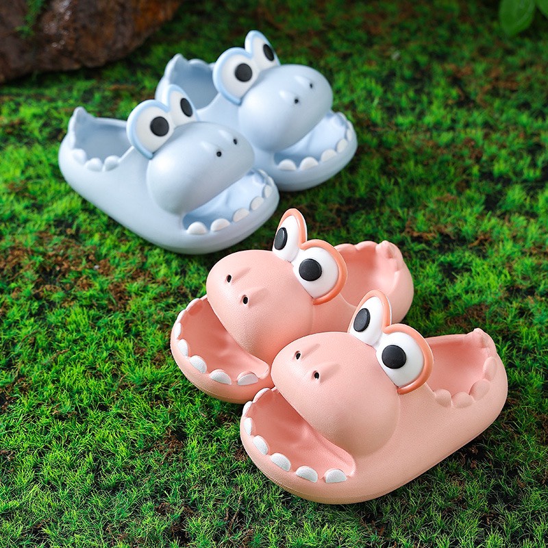 Dép quai ngang cá sấu cho bé yêu dép khủng long mắt to siêu cute phong cách Ulzzang có ảnh thật hottrend 2022