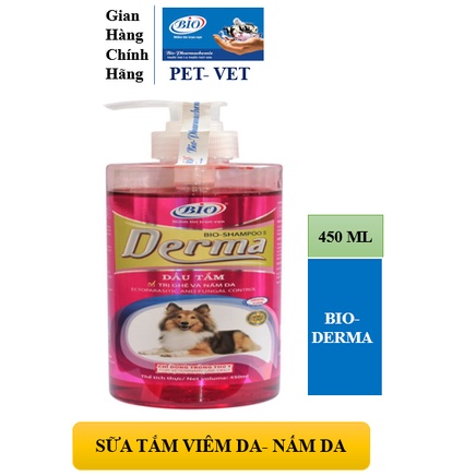 BIO-DERMA 450ML. Sữa tắm chó mèo nhiêm ghẻ, nấm da, ngừa hôi lông