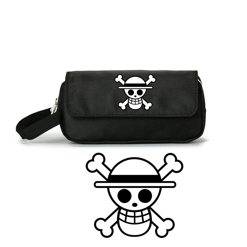 Hộp bút vải canvas IN HÌNH ONE PIECE Đảo Hải Tặc ver LOGO anime chibi đồ dùng học tập xinh xắn