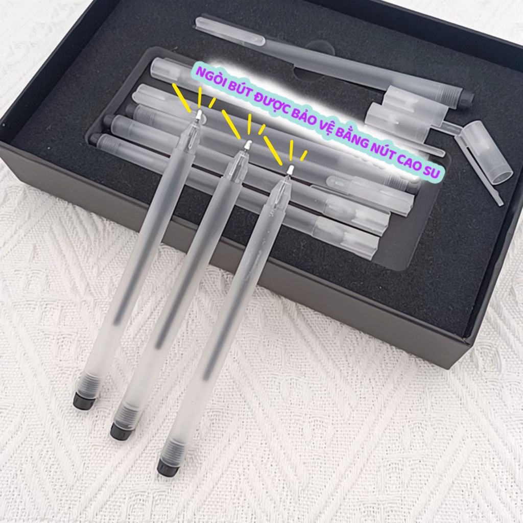 Combo 20 bút bi gel ngòi kim 0.5mm Pkbeoshop bút bi nước mực gel màu xanh đỏ đen nắp cài ngòi 13cm B27