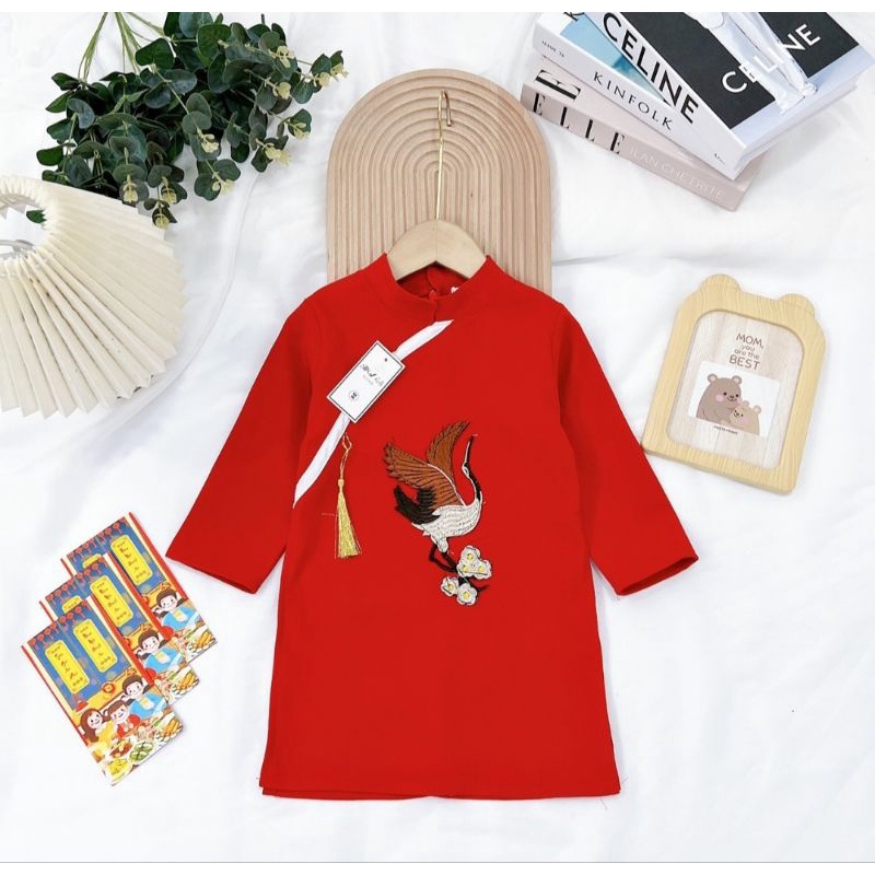 Áo dài Chim hạc bé trai cách tân size nhí đại chất đẹp