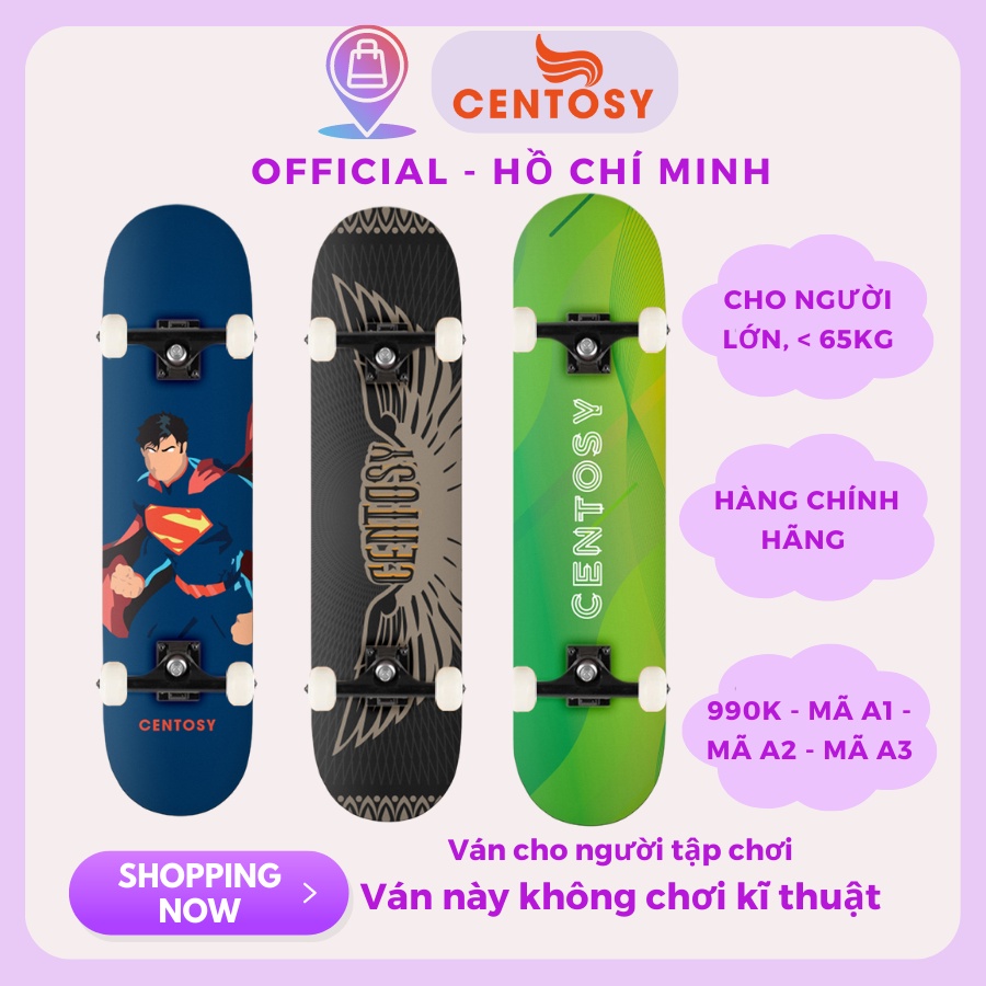 Ván trượt Thể Thao CENTOSY A3 Green - Mặt Nhám Chống Trơn Siêu Tốt Cho Người Mới Bắt Đầu