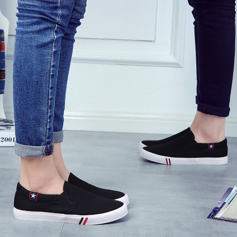 Giày Lười Vải Bạt Thời Trang Unisex Size Lớn#Kasut Kerka lelaki
