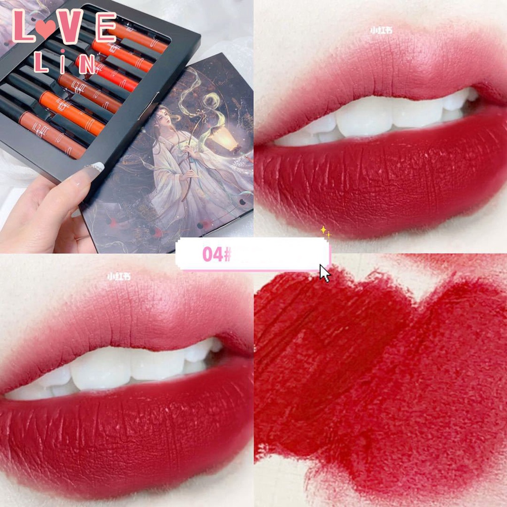 [Lovelin] Six Set Son Môi Màu Nhung Lì Không Dễ Phai Màu Phong Cách Cổ Điển Cho Học Sinh