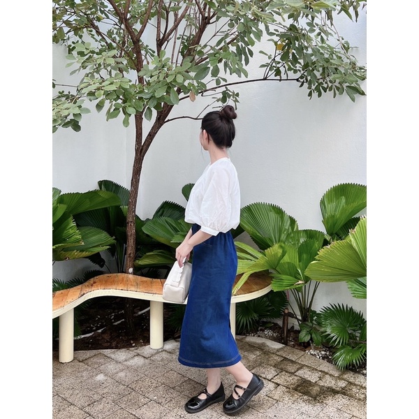 Set chân váy Jean áo sơ mi cho mẹ và bé gái Mick and Milk, đồ đôi mẹ và bé chất đẹp