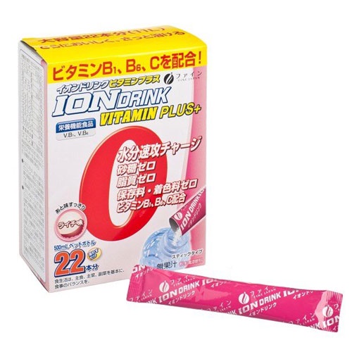 Bột Điện Giải Bù Nước Vitamin Vị Vải - Fine Japan Ion Drink With Vitamin (22 Gói x 3.2g)