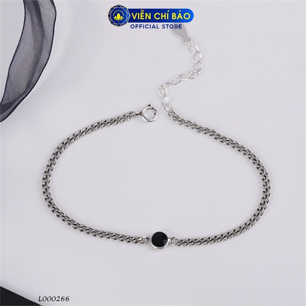 Lắc tay bạc nữ đá tròn đen chất liệu bạc Thái 925 thời trang phụ kiện trang sức Viễn Chí Bảo L000266