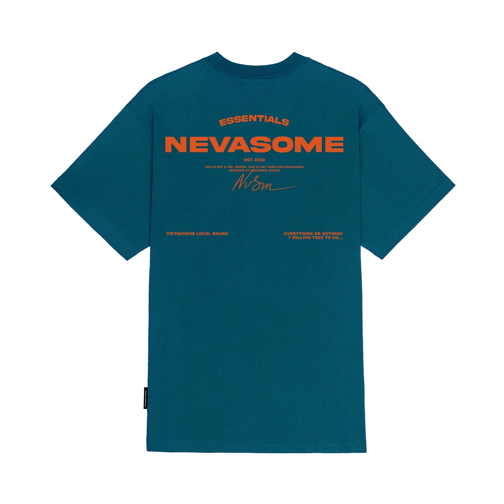 Áo Thun Oversize Local Brand NEVASOME Signature v2 Xanh Mòng Két Cotton Tay Lỡ Form Rộng Nam Nữ