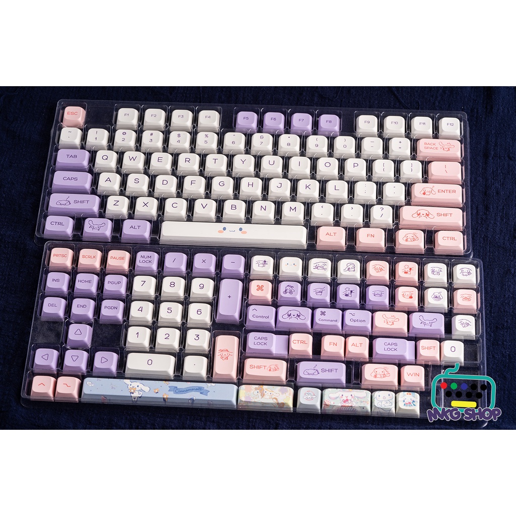 Keycap Cinnamoroll XDA profile, nhựa PBT dyesub 144 nút bàn phím cơ mac os