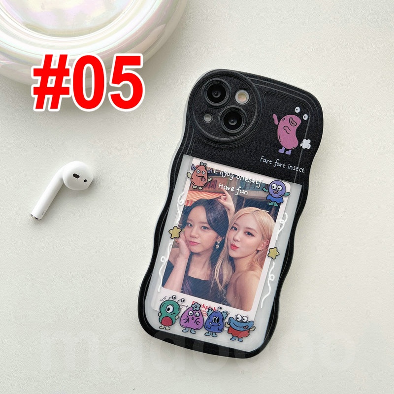 Fine Hole Casing Realme C53 C55 C30S C33 C31 C35 Narzo 50A 50i Prime C21 C21Y C25Y C20 C11 2020 2021 C17 9Pro+ 5G 9 10 4G 8 7i 5 5i 5s 6i 6 C2 C1 3 2 Pro U1 Waves Edge Cute Clear Cartoon Monsters Photo frame Can Placed Photos Tpu Soft Phone Case BW 05