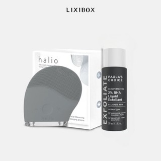 Combo máy rửa mặt halio grey và dung dịch tẩy da chết paula's choice 2% bha 30 ml