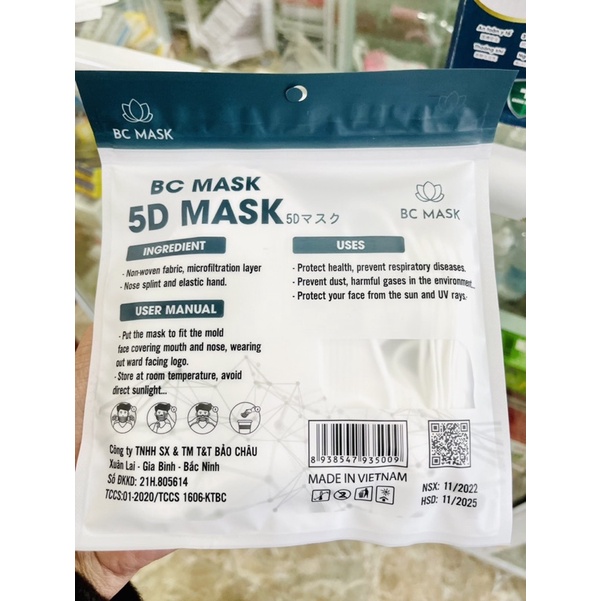 Khẩu Trang BC 5D Hộp 100 Chiếc Trắng