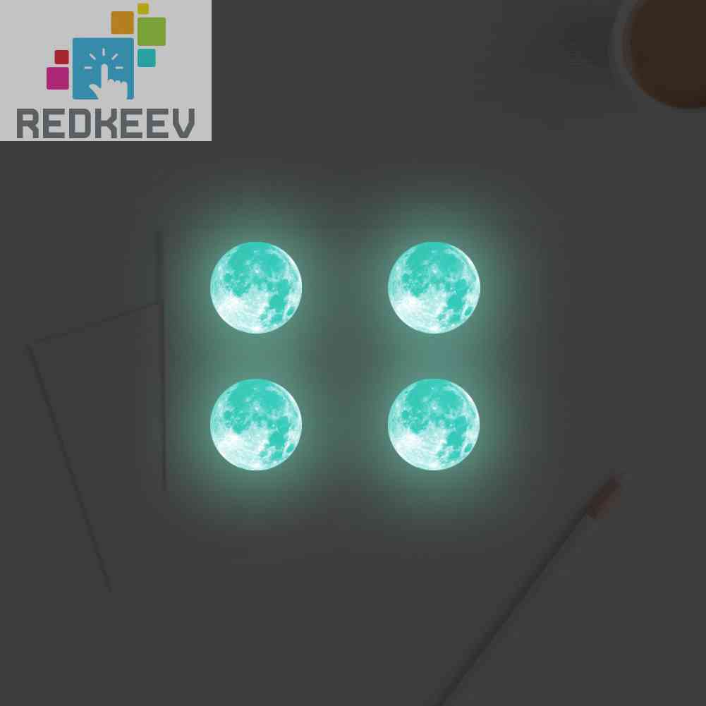Sticker Dán Tường Dạ Quang Họa Tiết 3D Hình Mặt Trăng Và Trái Đất Dùng Trang Trí Phòng Ngủ Cho Trẻ