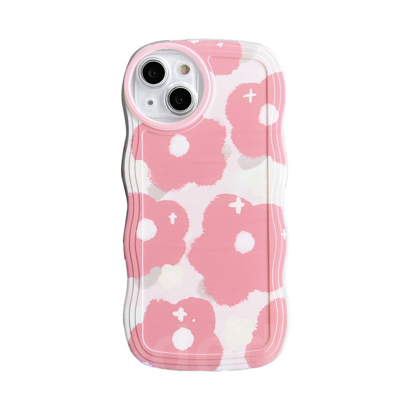 OPPO A17 A57 2022 A77S A76 A96 A16 A16S A74 A95 A94 A93 A55 A54 4G 5G A53 A33 2020 A52 A72 A92 A15S A15S A31 A1K A12E A3S A9 A5 A7 A5S A12 A11K A83 A71 2018 A59 F11 Pro F9 F7 F1S F5 Youth Pink Floral Flowers Waves Edge Soft Phone Case BW 07