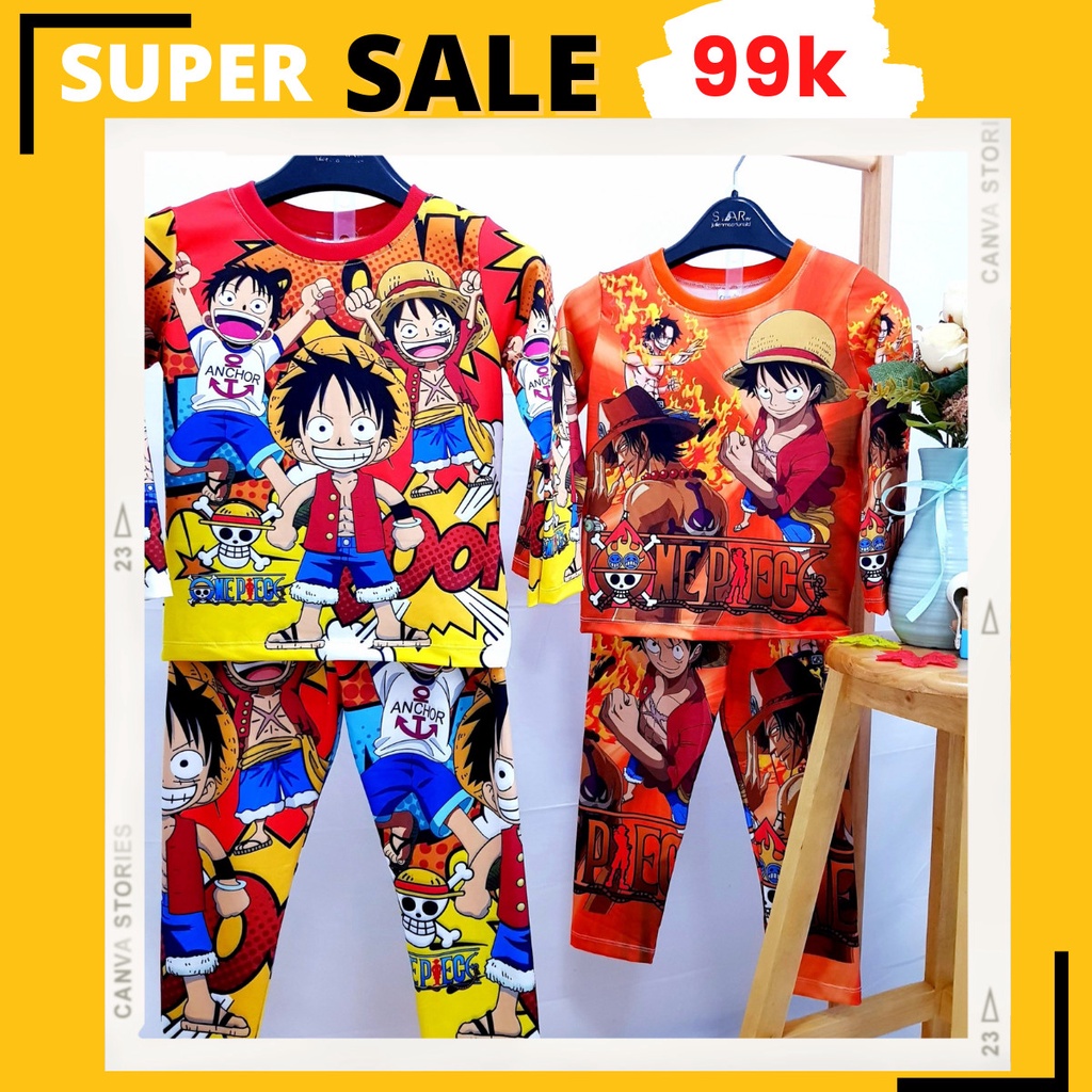 Bộ tay dài thun lạnh Luffy cho bé trai