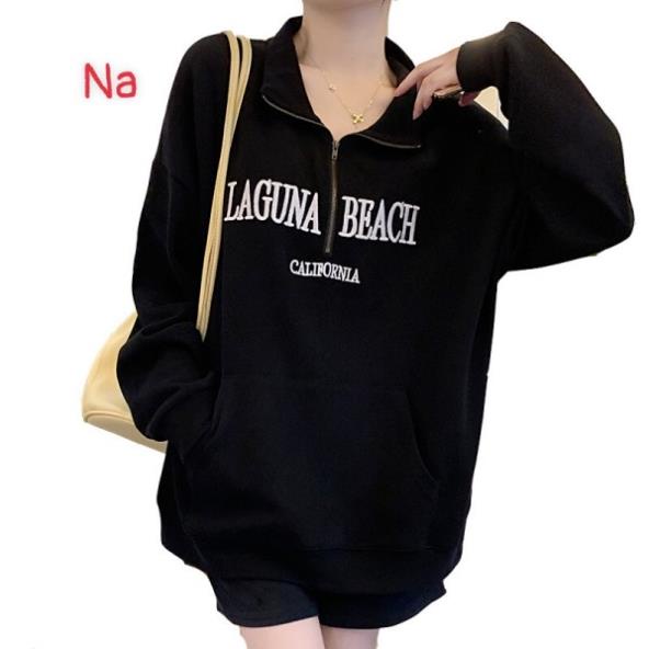 Áo Sweater polo zip LAGUNA Unisex nam nữ tay lỡ Oversize form rộngThời trang Thu đông ấm áp, nỉ cotton ko bai xù