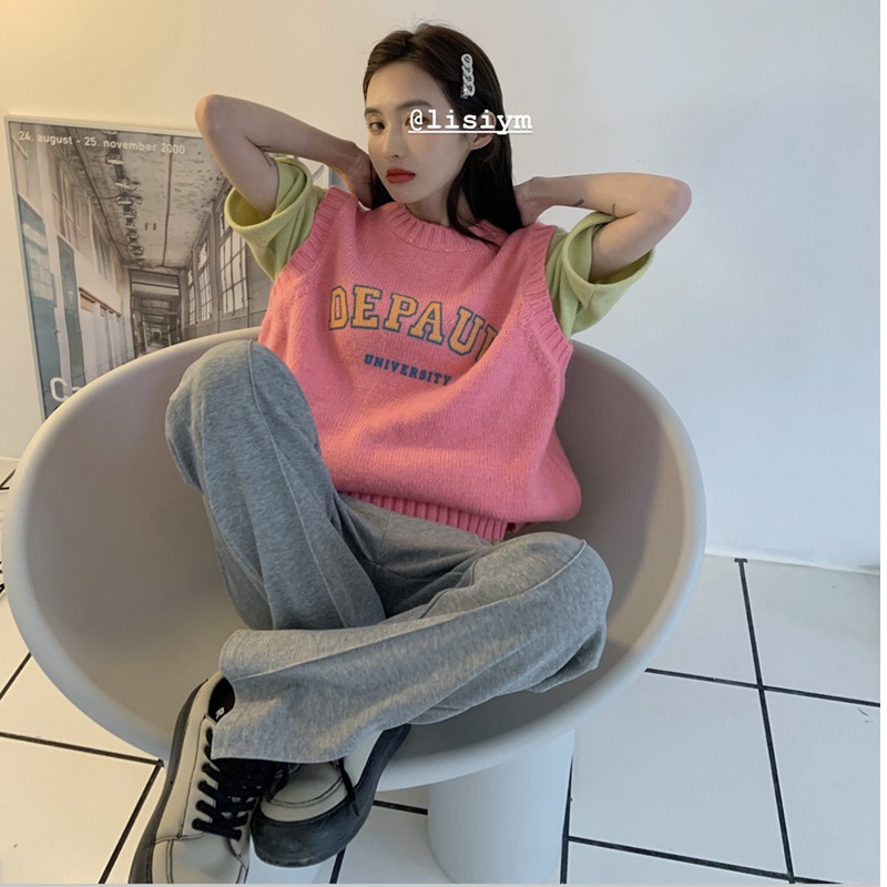 Áo dệt kim sát nách SUXI dáng ôm phong cách Hàn Quốc thời trang mùa thu cho nữ