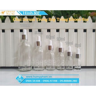 Chai chiết serum - chai serum trong bóp trắng khoen bạc
