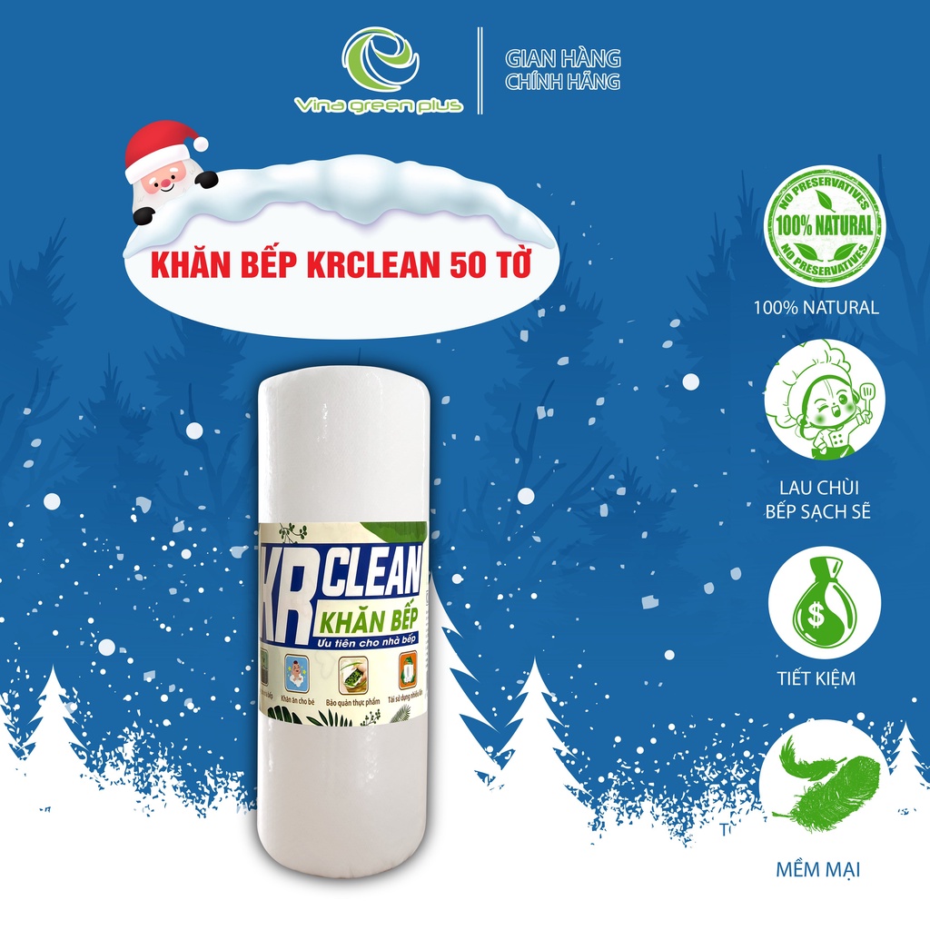 Cuộn giấy lau bếp đa năng siêu dai tiện lợi Krcean Trắng 50 tờ/cuộn-Giấy Lau Tay Đa Năng | Lau Nhà Bếp