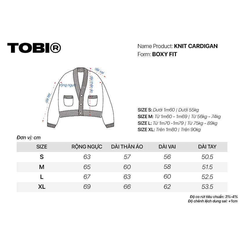 Áo Khoác Len Tay Dài TOBI® Heavy Rib Knit Cardigan