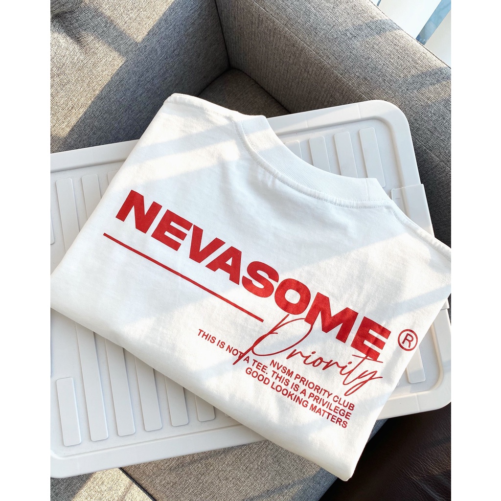 Áo Thun Oversize Local Brand NEVASOME Priority Trắng Cotton Tay Lỡ Form Rộng Nam Nữ
