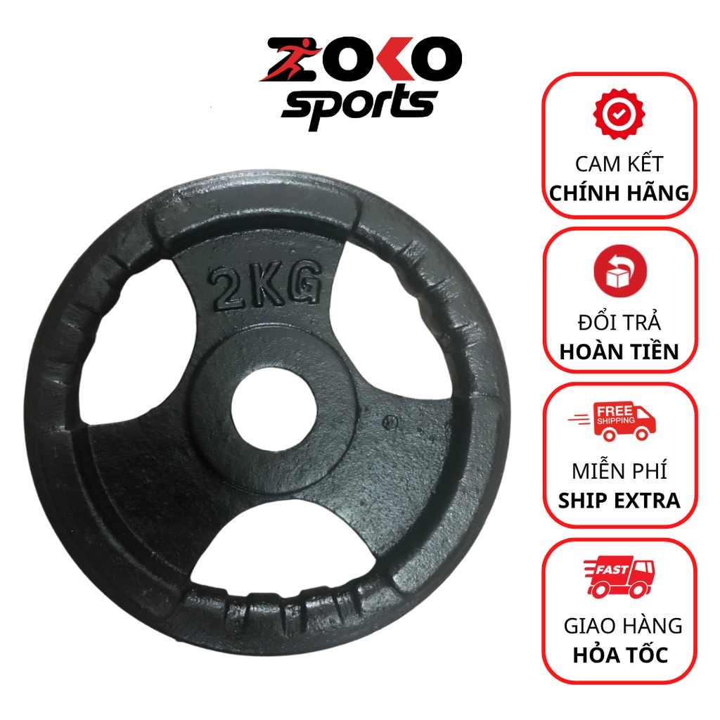 Tạ gang 2kg tập gym , bánh tạ gang lỗ nhỏ phi 30 LOẠI 1 , đĩa tạ sắt tập GYM giá rẻ - ZOKO SPORT