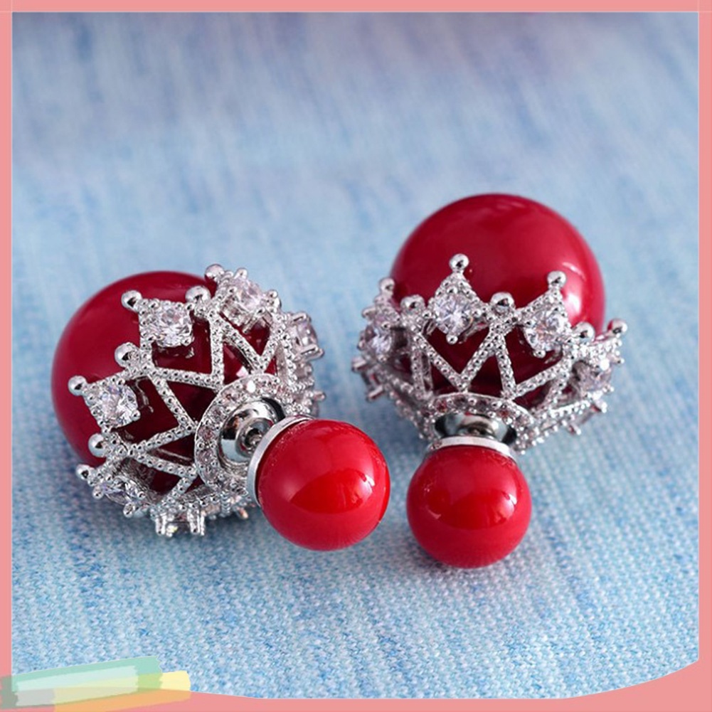 Đôi khuyên tai hình hoa phối hạt ngọc trai giả thời trang cho nữ