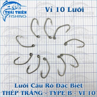 Lưỡi Câu Cá Rô Đặc Biệt Type B Làm Thủ Công Có Ngạnh Xỏ Lỗ Vỉ 10 Cái Nhiều Kích Thước