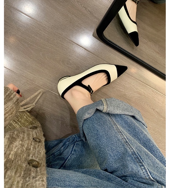 Giày Búp Bê Mũi Nhọn Đế Bằng Màu Sắc Thời Trang Thu Đông Phong Cách Pháp Cho Nữ