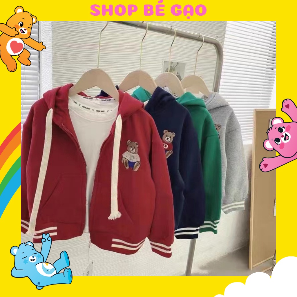 Áo Bé Trai GẠO KIDS Áo Khoác Thu Đông Cho Bé Dài Tay Nỉ Có Mũ Size Trẻ Em 2 3 4 5 6 7 tuổi