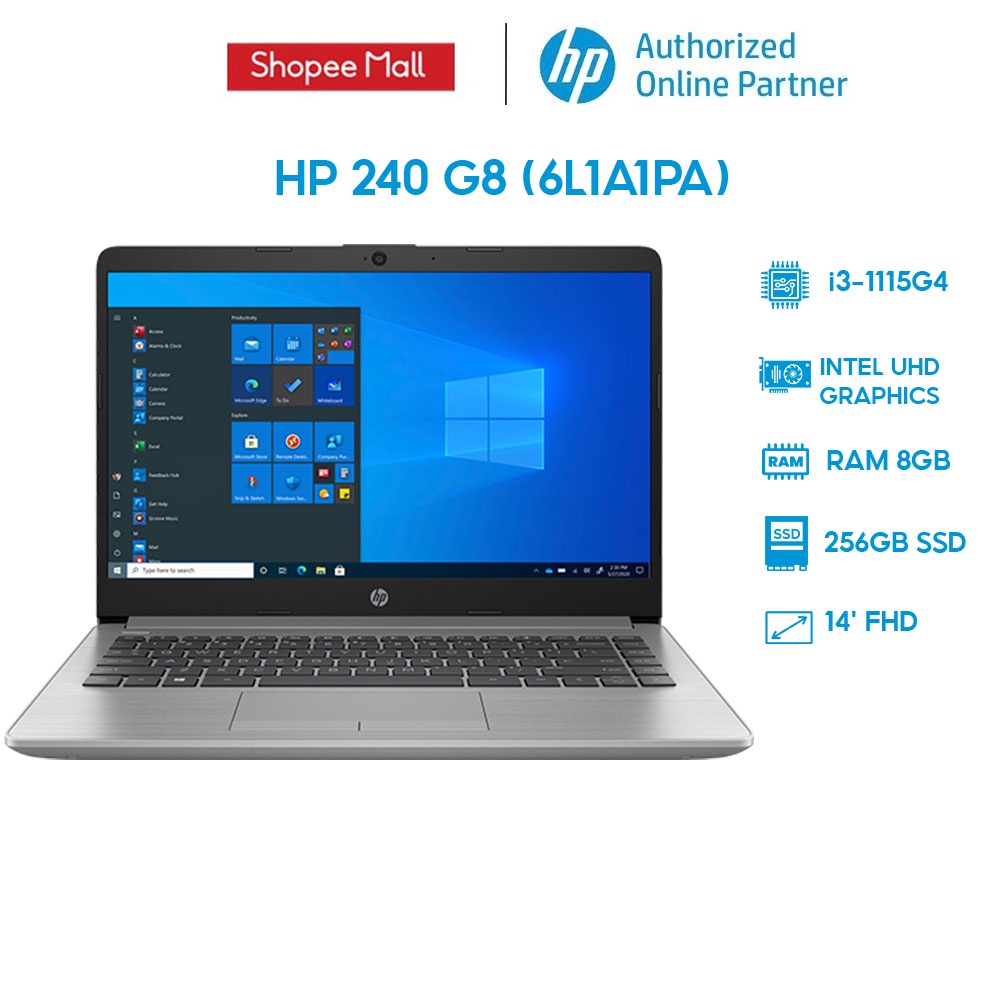 [Mã ELHP10 giảm 10% đơn 10TR] Laptop HP 240 G8 6L1A1PA i3-1115G4 | 8GB | 256GB | 14' FHD | Win 11