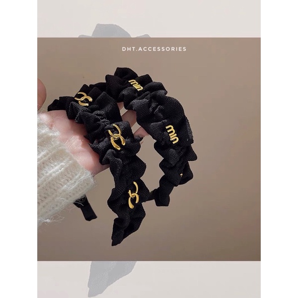 Bờm tóc vải nhăn⚡ FREE SHIP ⚡ Băng đô cài tóc nhún đính phụ kiện thương hiệu phong cách Hàn Quốc