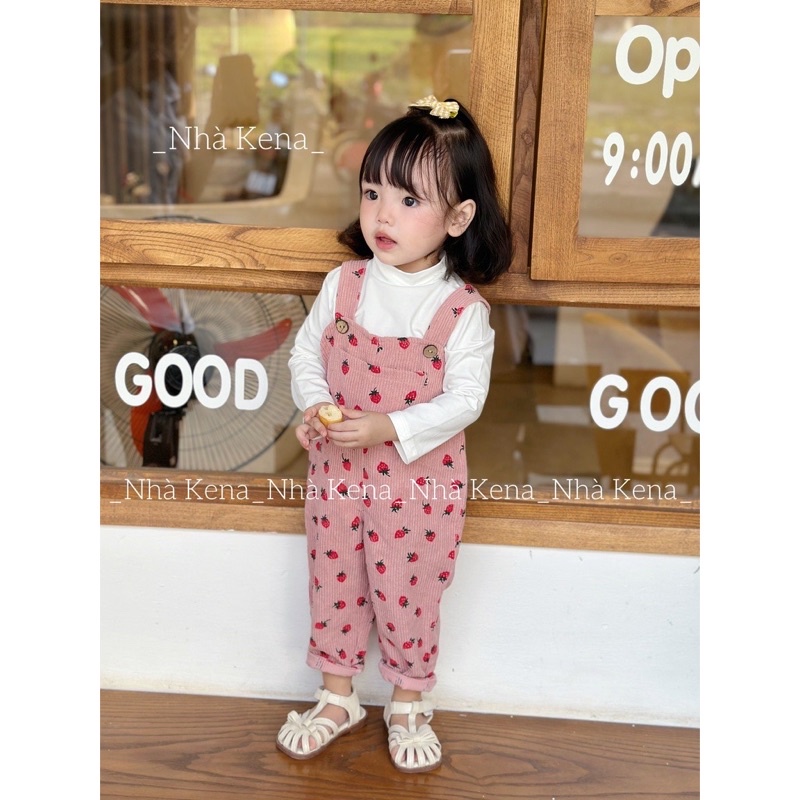 Yếm nhung tăm dáng quần cho bé trai bé gái mặc đi chơi đi học