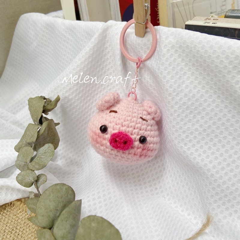 Móc khoá len, móc khoá handmade bé heo con