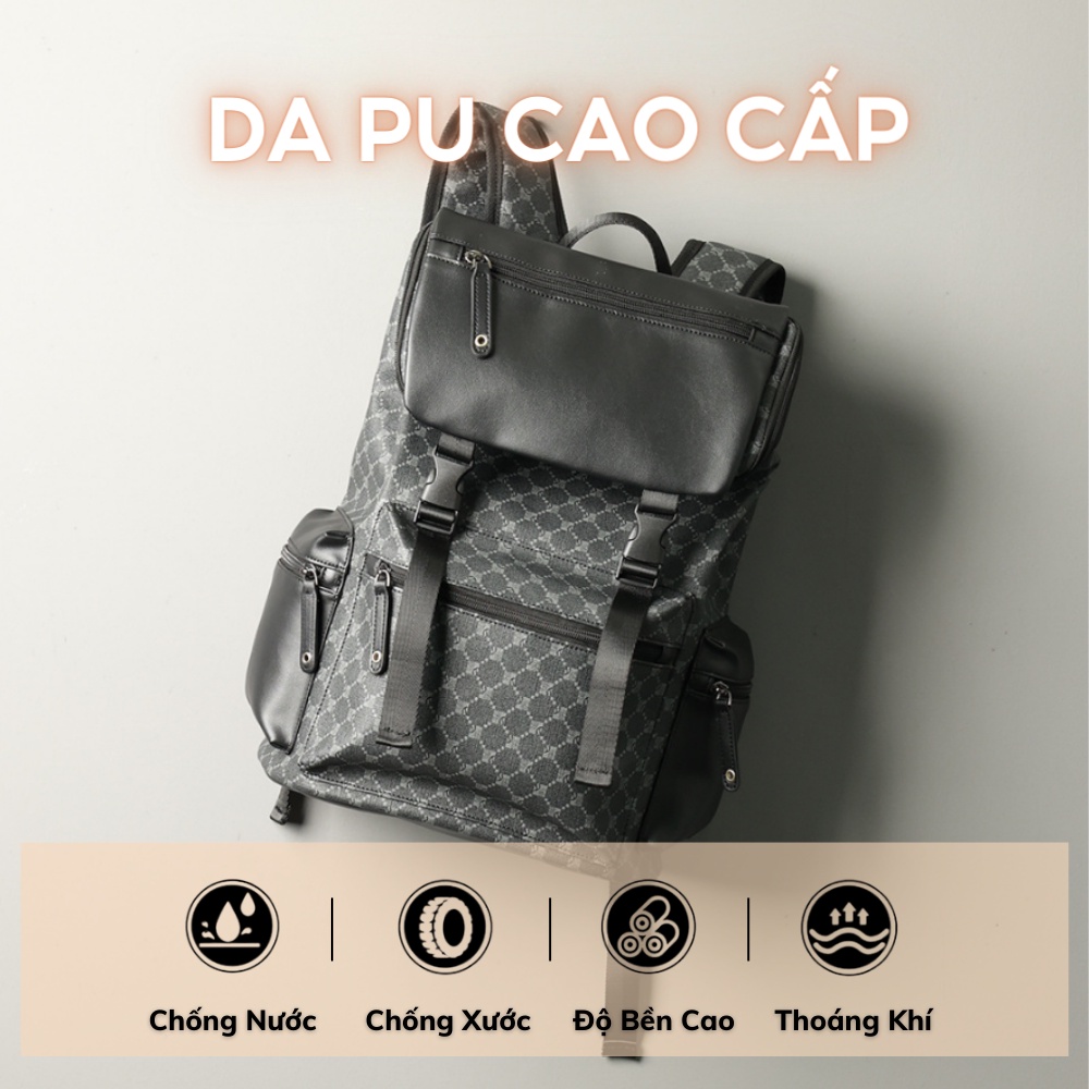 Balo da thời trang nam nữ da PU cao cấp chống thấm nước cặp đi học đi chơi ulzzang balo đựng laptop 15.6 inh - 𝑰𝑩𝑨𝑮