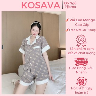 Đồ bộ nữ mặc nhà pijama lụa đùi họa tiết cute dễ thương chất liệu latin cao cấp KOSAVA