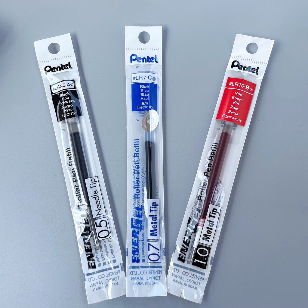 Bút ký Pentel energel  Liquid Gel Ink nét 0.5/ 0.7/ 1.0mm mực xanh/ đỏ/ đen, ruột thay thế