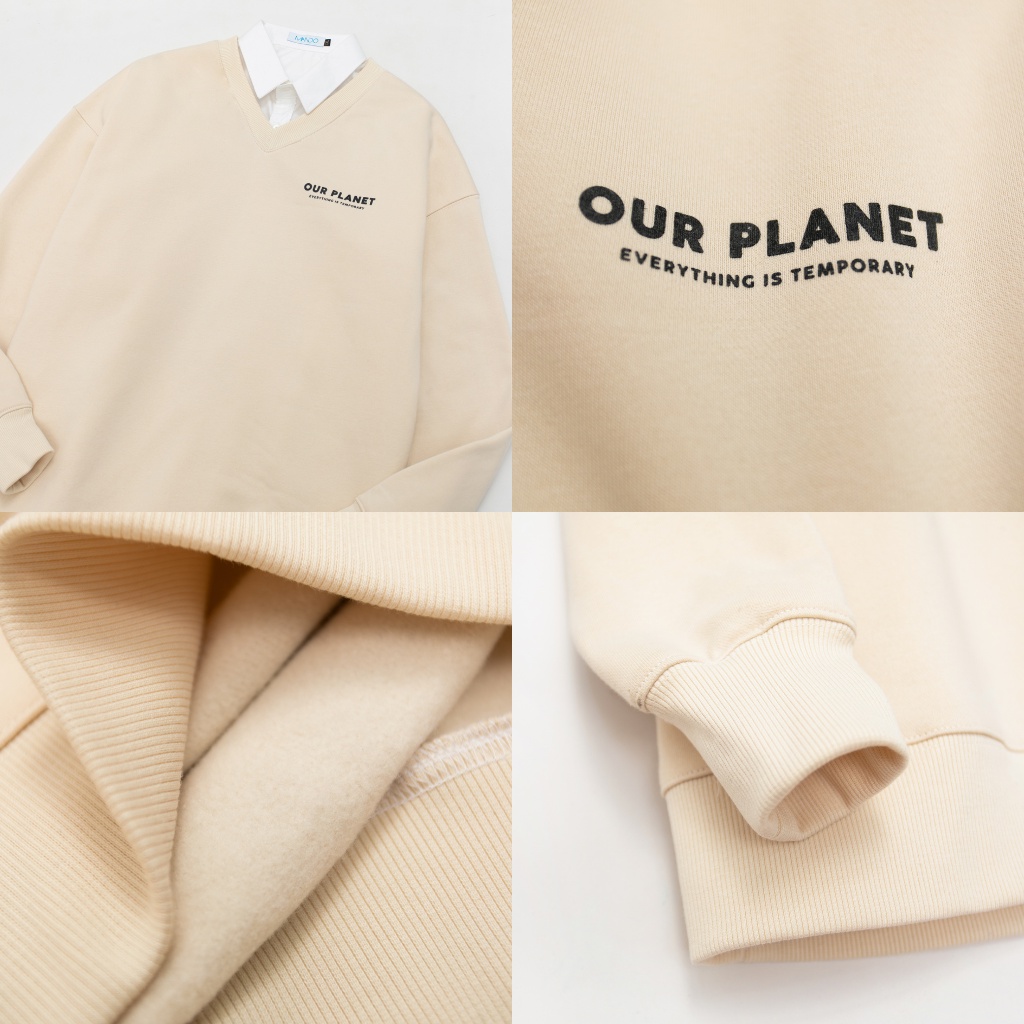 Áo Sweater Nỉ Nam Cổ Tim MANDO Chất Liệu Nỉ Cào Cotton Mềm Mịn Form Rộng Phong Cách Hàn Quốc - SWT007