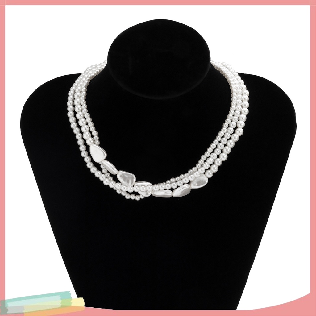 Vòng cổ Hợp Kim Nhiều Lớp Trang Trí Ngọc Trai Giả Xinh Xắn Cho Nữ