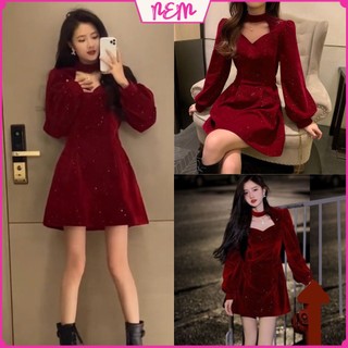 Váy dự tiệc - Đầm nhung dự tiệc đón lễ noel và tết cho các nàng thơ NEM Store102