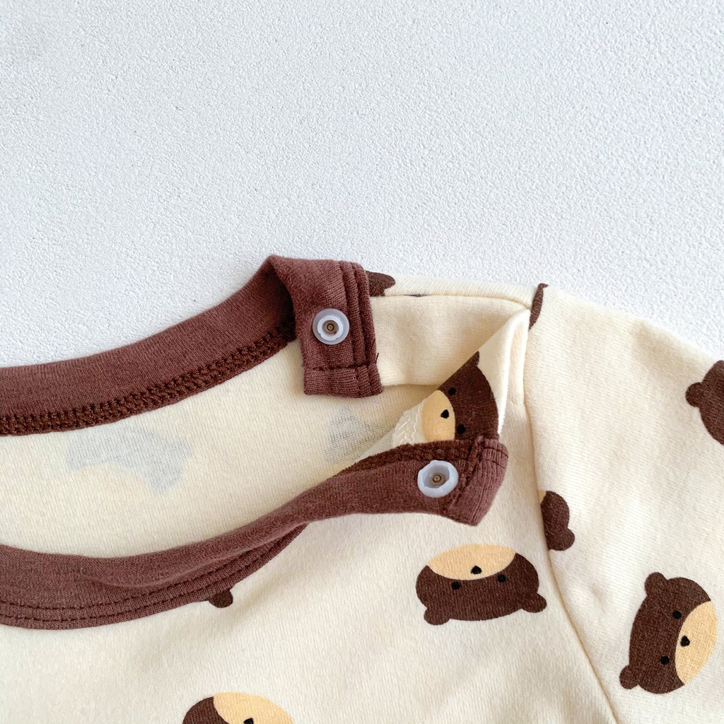Bộ Áo Liền Quần &amp; Quần Legging &amp; Mũ Trùm Đầu In Hình Gấu Cho Bé Trai &amp; Gái Sơ Sinh