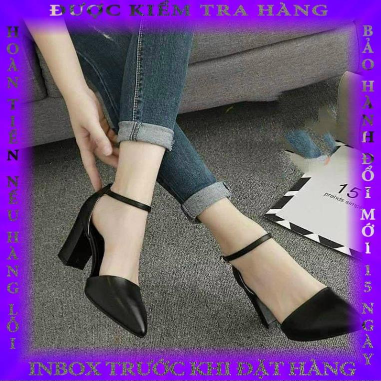 Giày Sandal cao gót nữ 7p BÍT MŨI BÍT GÓT DA LỲ mẫu mới phamngoc