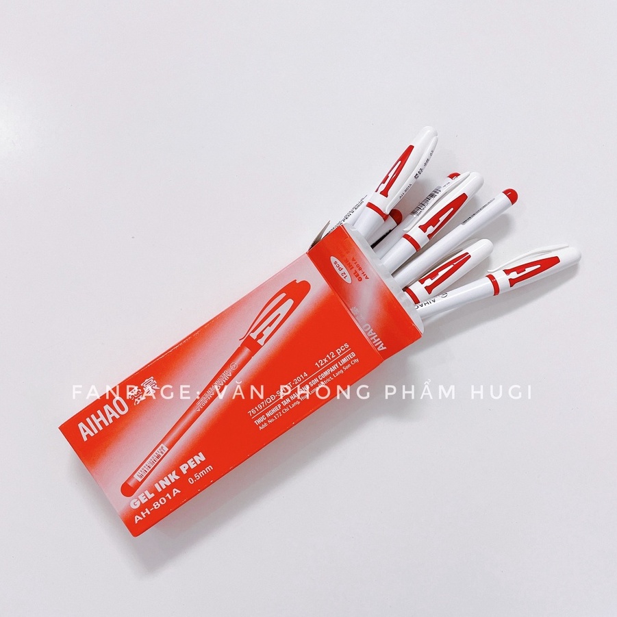 Hộp 12 cây bút gel chữ A Aihao nét đều đẹp viết êm