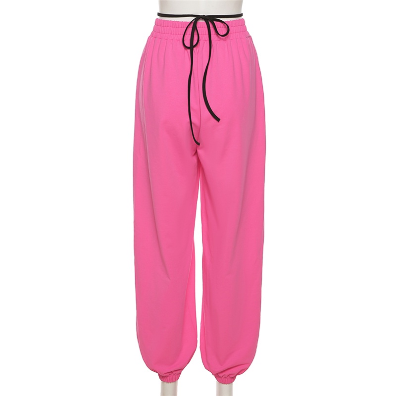 Weird Puss Quần Thể Thao Lưng Cao Dáng Rộng Màu Trơn Thời Trang Cho Nữ