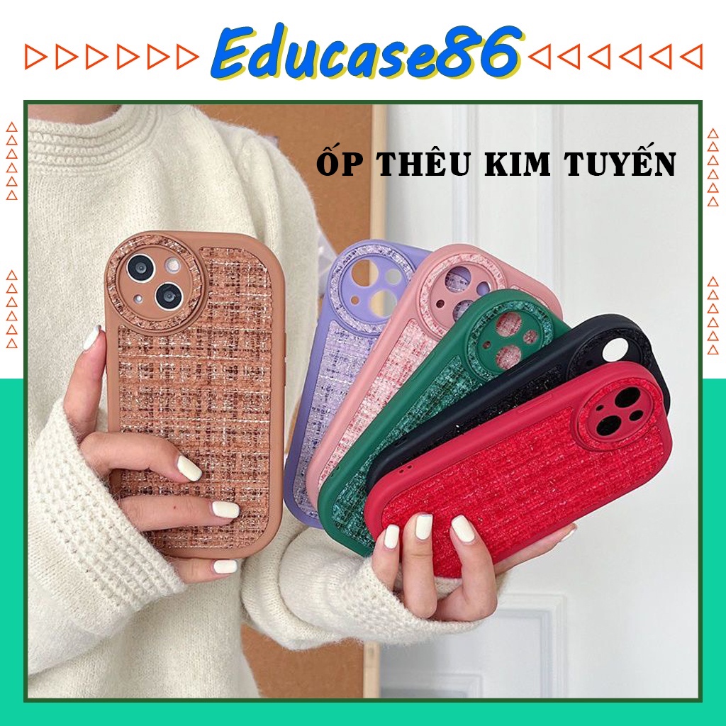 Ốp lưng IPhone thêu kim tuyến - Có viền bảo vệ camera - ốp lưng thời trang - IP 14/14 Plus/14 Pro/14 Pro Max- Educase86