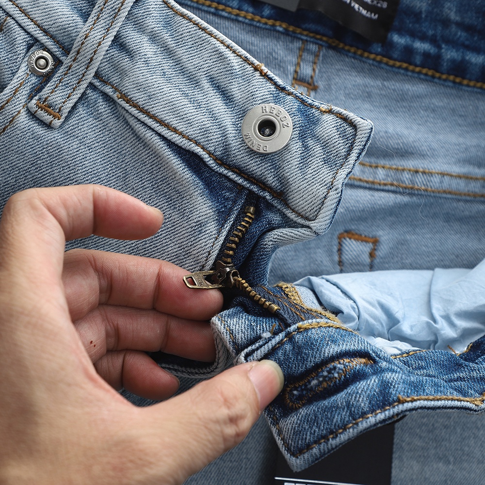 Quần jean dài nam cao cấp form slim màu xanh nhạt, chất denim mềm basic J030 Heboz - 00001360