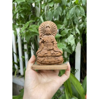 Tượng phật Bà Quan Thế Âm Bồ Tát từ gỗ trầm hương tốc tự nhiên cầu bình an, may mắn và sức khỏe