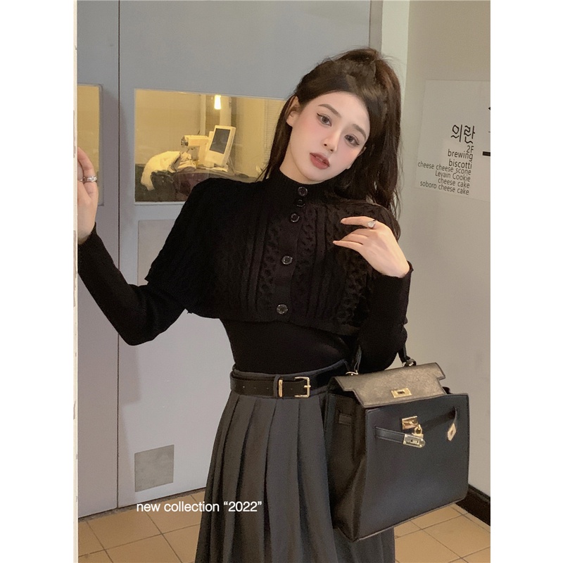 QKOOLE Áo khoác phủ vai nữ dài tay len thời trang mùa hè chống nắng