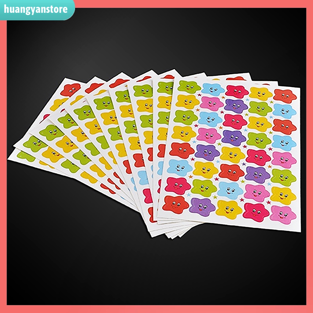 HY/ Set 10 tờ sticker hình ngôi sao có mặt cười xinh xắn dùng để trang trí thủ công